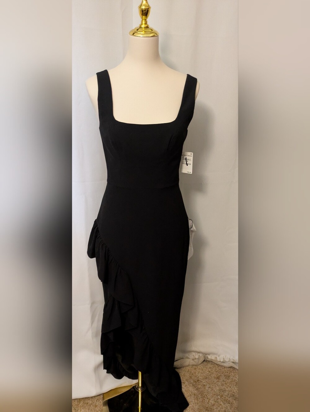 Dress The Population Black Square-Neck Midi Dress NWT